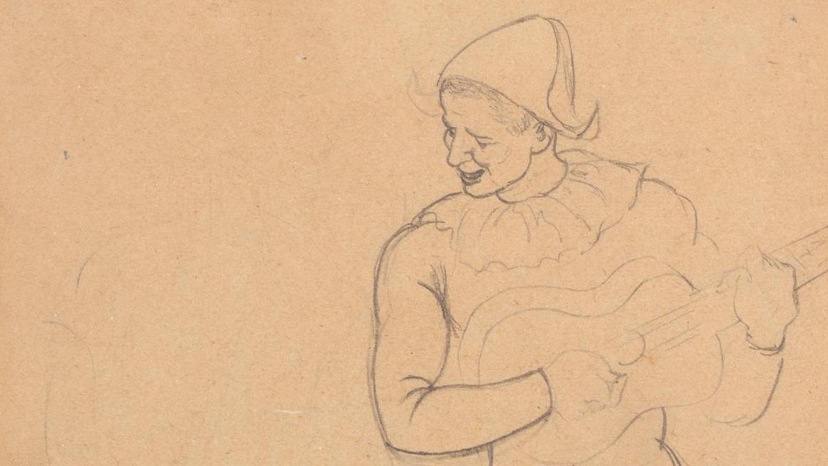 Pablo Picasso (1881-1973), Arlequin, vers 1905, crayon sur papier, 25 x 19 cm. Estimation :... Arlequin, valet de comédie devenu sujet récurrent de Picasso