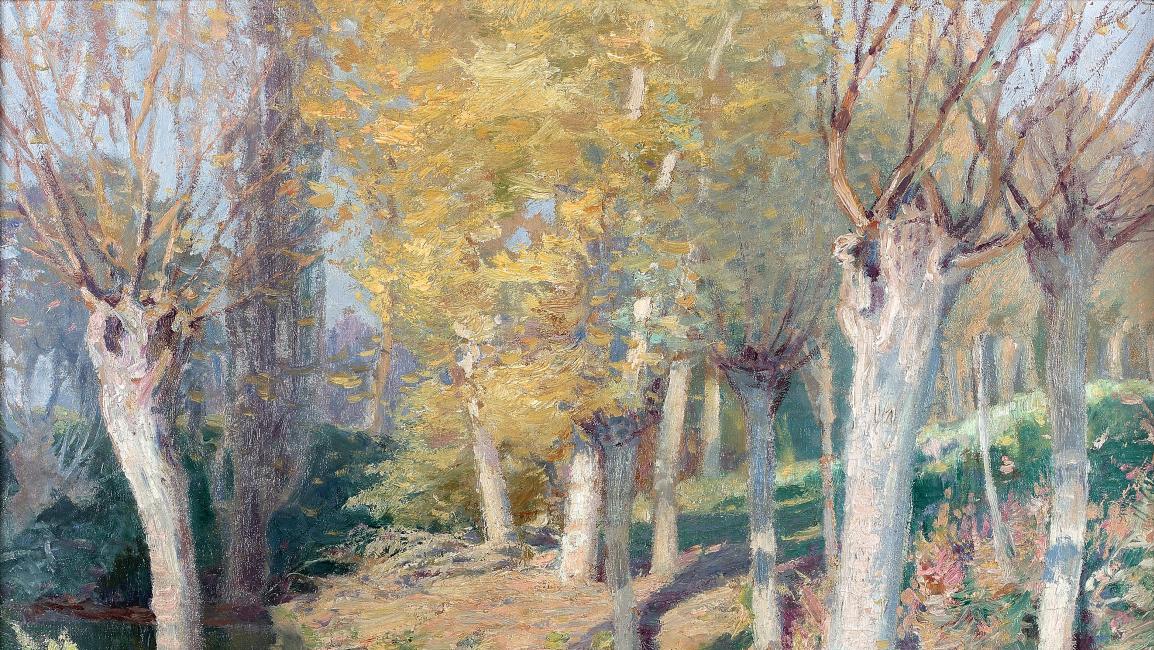 Václav Radimsky  (1867-1946), Ruisseau dans le sous-bois, 1897, huile sur toile,... Des bords de Seine à ceux de l’Elbe 