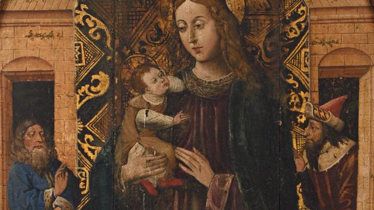 École catalane de la fin du XVe siècle, La Vierge couronnée avec l’Enfant Jésus et... Par amour