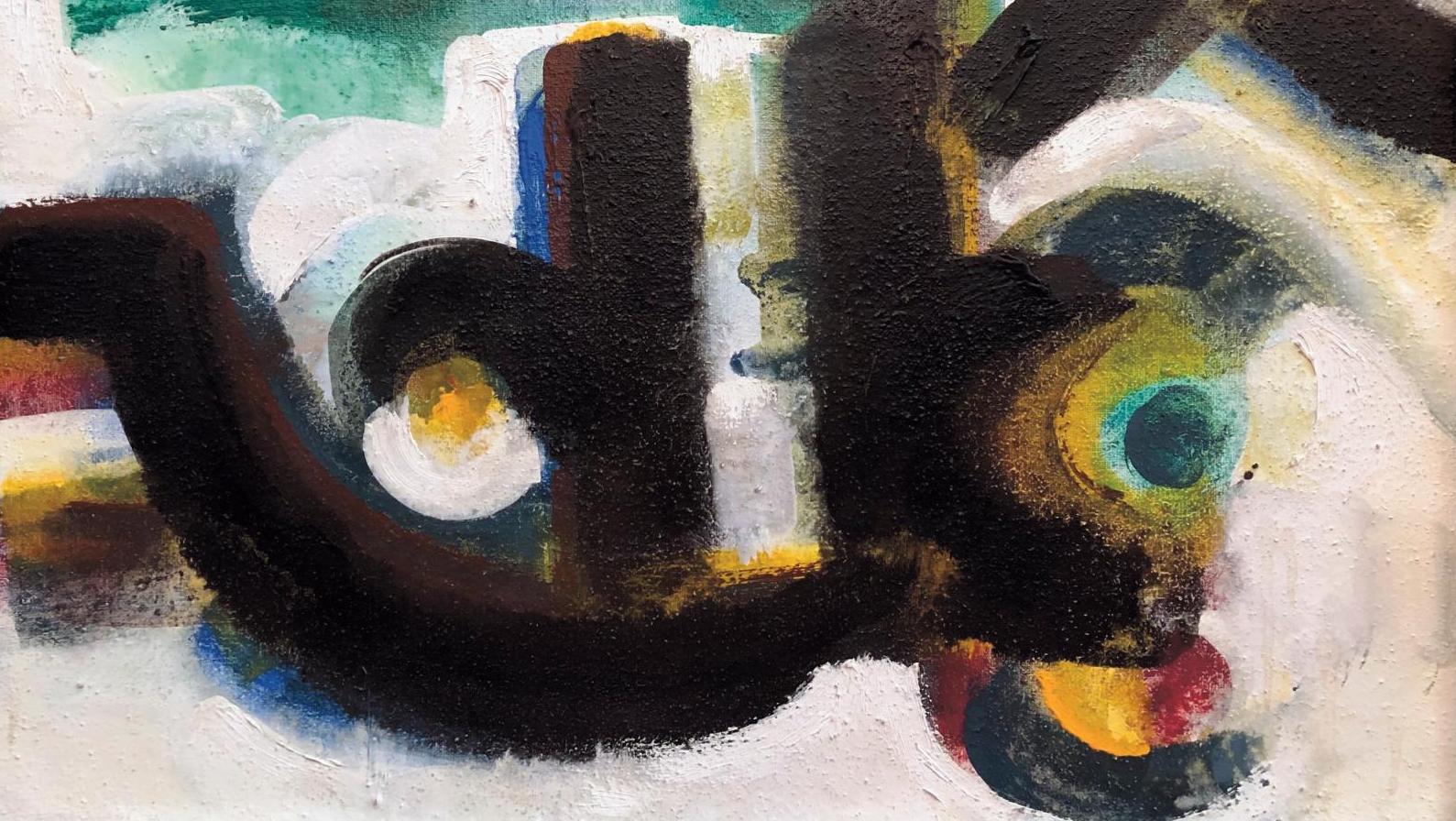 Ahmed Cherkaoui (1934-1967), Sans titre, 1966, huile sur toile, 65 x 81 cm. Adjugé :... Ahmed Cherkaoui : le succès grandissant de l’art contemporain marocain