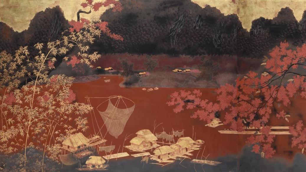 Le Quoc Noc (1918-1987), diptyque en laque rouge, brun, argent et rehauts d’or, signé... Nouvelle victoire pour les artistes indochinois