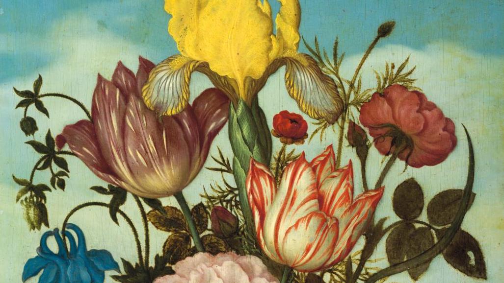 Ambrosius Bosschaert le Vieux (1573-1621), Fleurs coupées dans un römer posé sur... Bosschaert the Elder's Flowers Garner €3,307,800