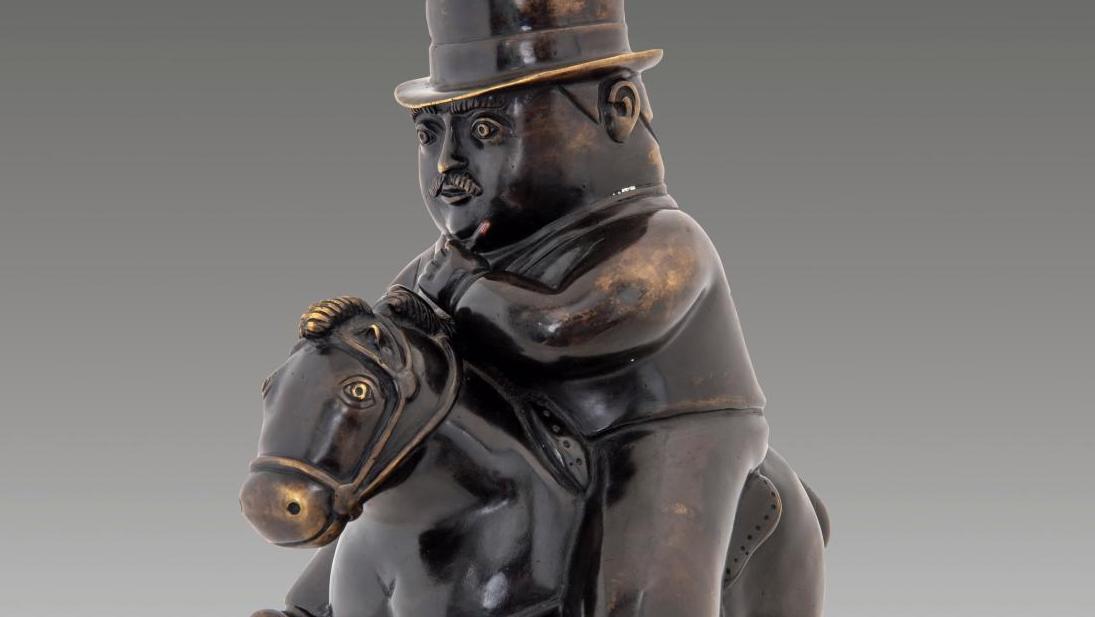 Fernando Botero (né en 1932), Man on a Horseback, 1984-1985, bronze patiné, signé... La chevauchée fantastique de Botero