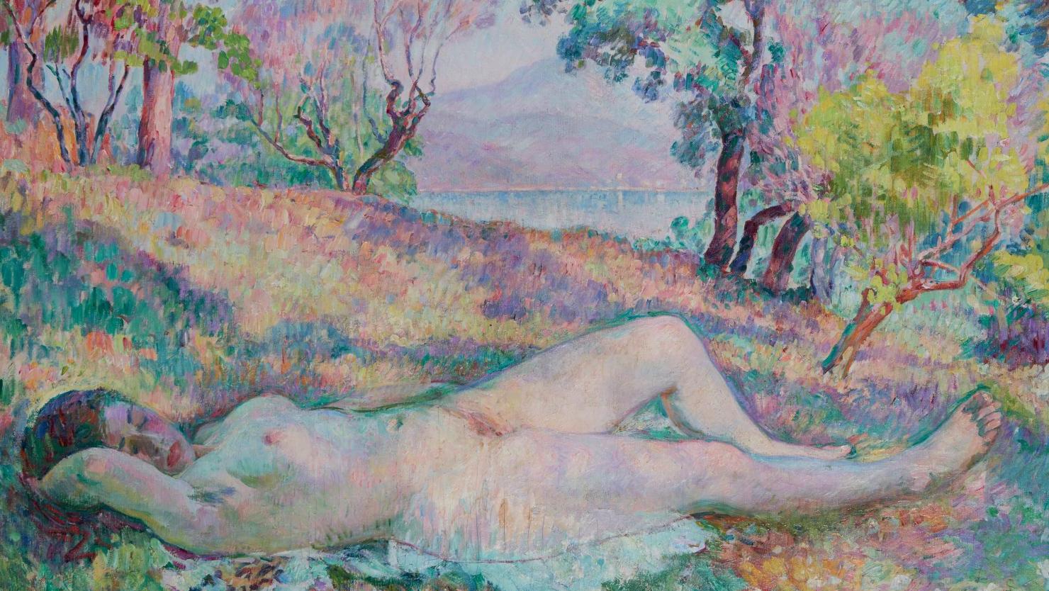 Henri Lebasque (1865-1937), La Sieste à Saint-Tropez, 1906, huile sur toile, 89 x 116 cm.... Sieste sensuelle à saint-tropez