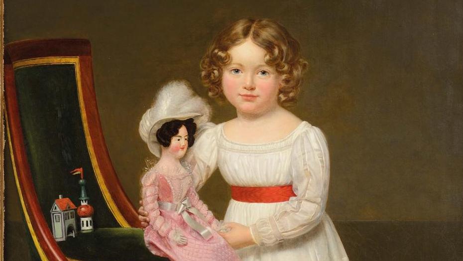 Henri-François Riesener (1767-1828), Portrait d'une petite fille à la poupée et aux... Les portraits d'enfants
