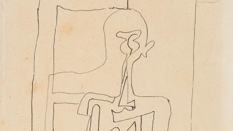 Salvador Dalí (1904-1989), “Man at Table”, signed and dated in 1926, ink drawing... New Dalí