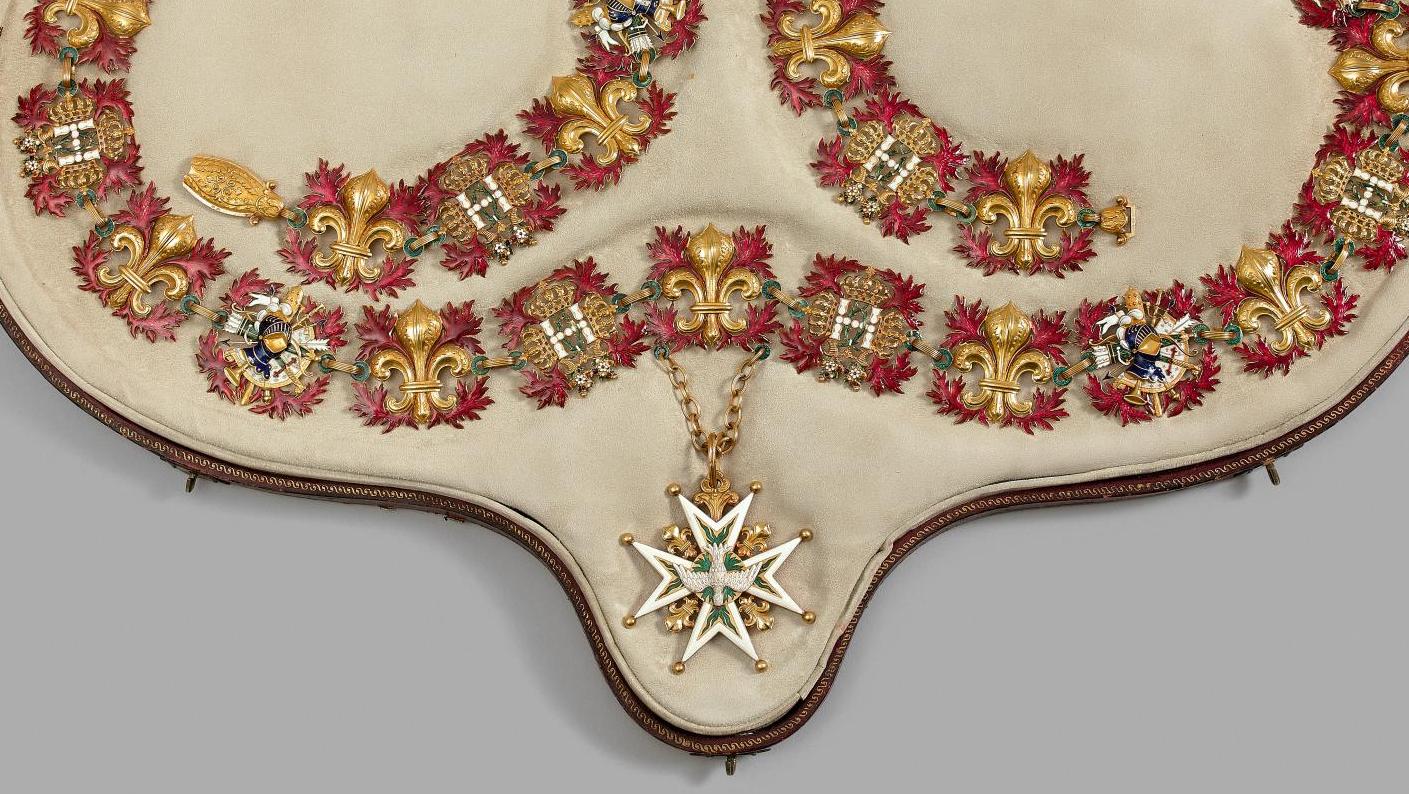 Ouizille et Lemoine, collier de chevalier de l’ordre du Saint-Esprit, 1825, constitué... Grande chevalerie française