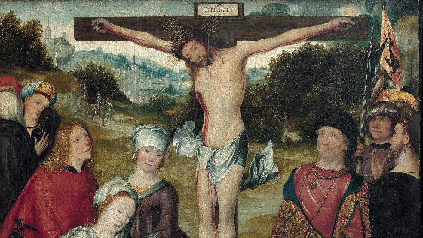 Maître de Francfort (né vers 1460, actif à Anvers entre 1496 et 1520), La Crucifixion,... La nouvelle peinture anversoise