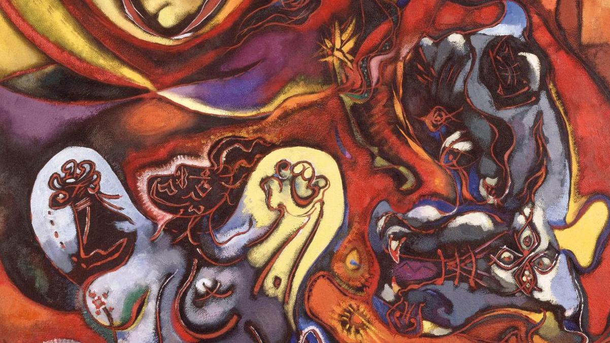 André Masson (1896-1987), La Pythie, 1943, huile et tempera sur toile, 130,5 x 106,5... André Masson, une mythologie de l’être et de la nature