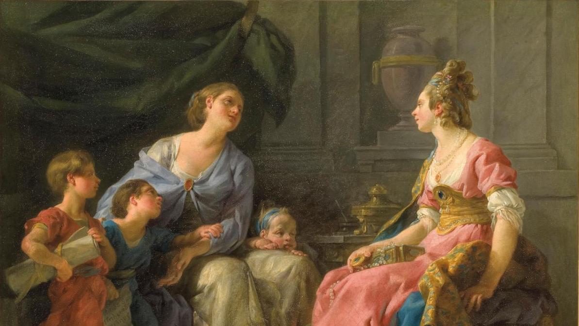 Noël Hallé (1711-1781), Cornélie, mère des Gracques, vers 1779, huile sur toile,... Rome/Athènes. Les deux visages de la femme sous la Révolution française