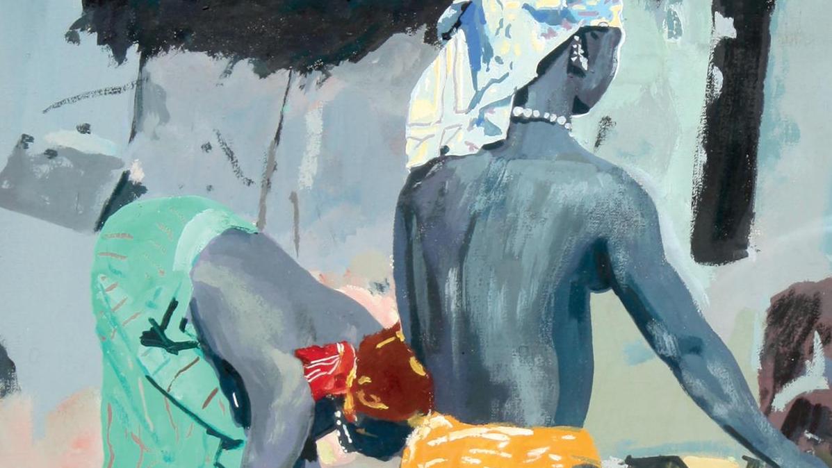 Jacques Majorelle (1886-1962), Laveuses à Bougouni (Mali), huile sur toile, 55 x 46 cm... Majorelle au cœur de l’Afrique