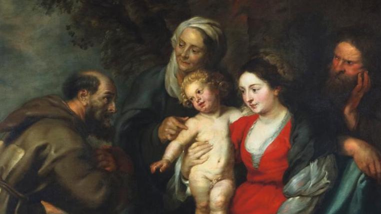 Pierre-Paul Rubens (1577-1640) et son atelier, La Sainte Famille avec saint François... Par Pierre-Paul Rubens et son atelier