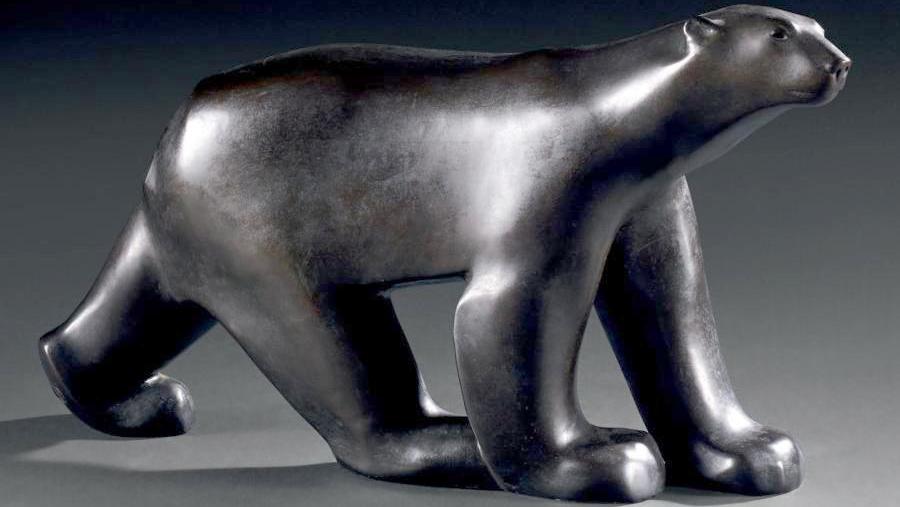 200 000 €François Pompon (1855-1933), Ours blanc, 1927, bronze à patine noire mate,... De l’ours au nounours