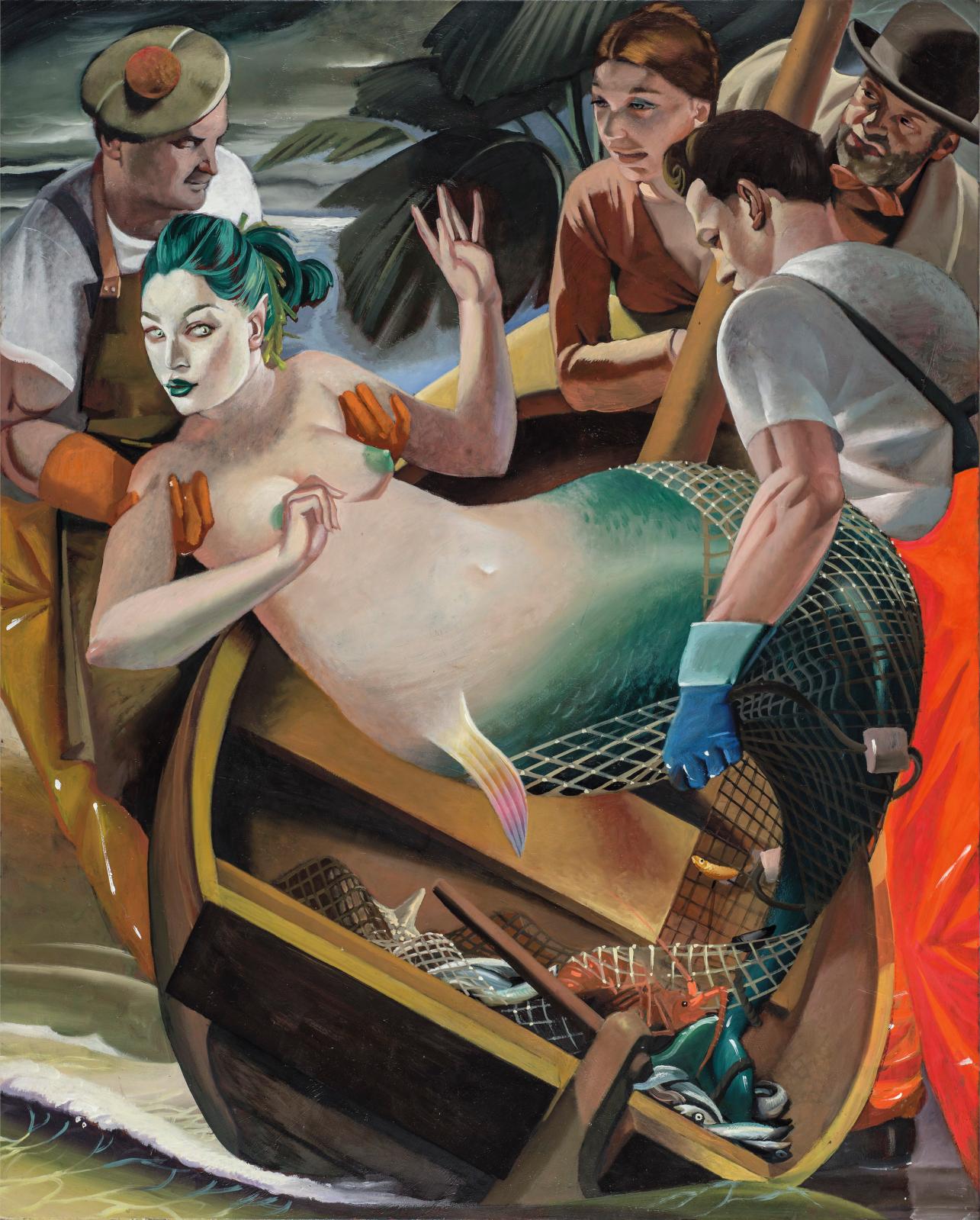 Pierre de Mougins, Une bonne pêche, 2013, huile sur toile, 155 x 125 cm.