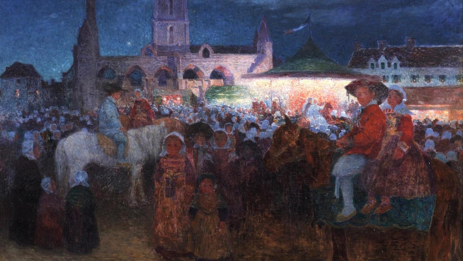 Ferdinand Loyen du Puigaudeau, Manège nocturne au bourg de Batz, huile sur toile,... Au musée de pont-Aven, l’impressionnisme d’après Pont-Aven