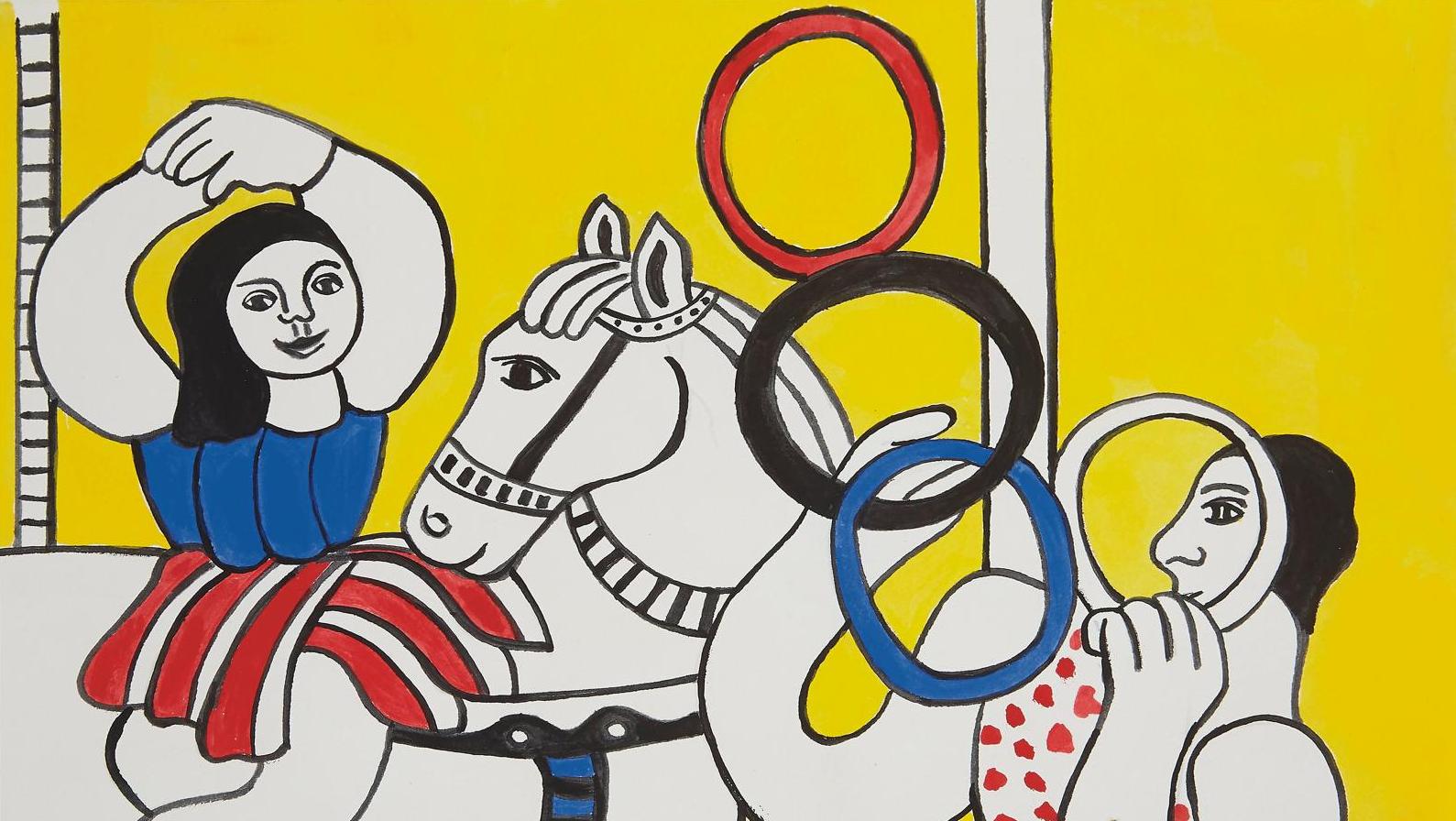 Fernand Léger (1881-1955), Étude pour le cirque, 1950, gouache, monogrammée et datée,... Retour estival sur les planches pour Léger, Buffet et Haring