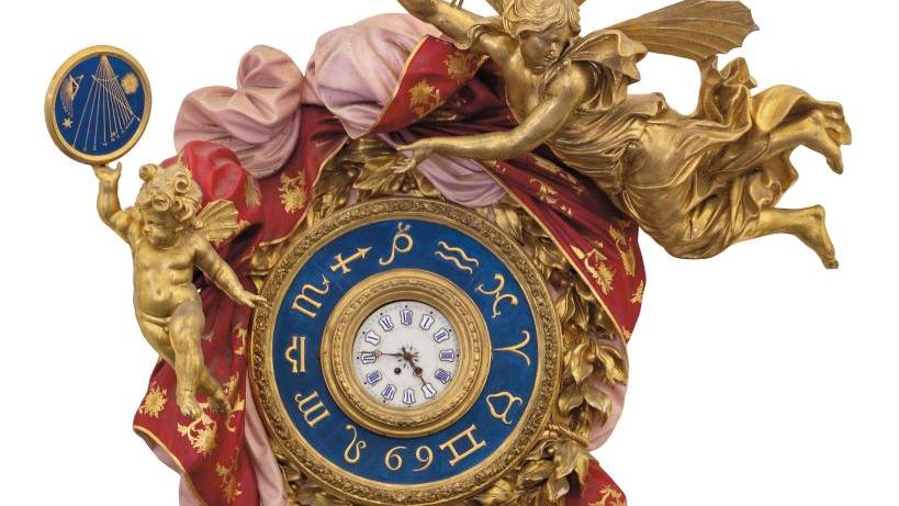 Anton Maria Maragliano (1664-1739), horloge monumentale, bois sculpté, laqué et doré,... Le temps de l’exubérance
