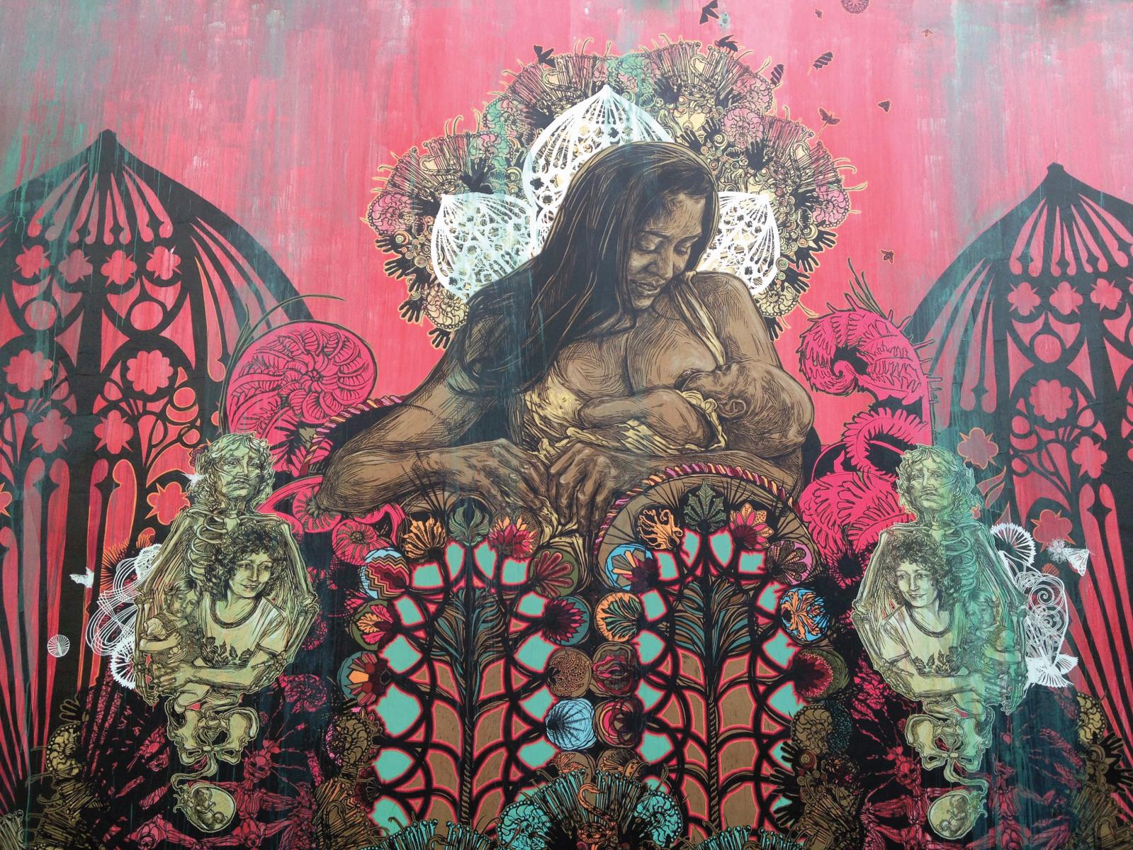 Swoon, mur à Wynwood, Mural Project, Miami, Floride, décembre 2014 