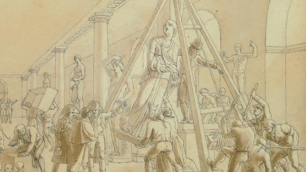 Benjamin Zix (1772-1811), Enlèvement des sculptures du musée Cassel, avec au centre... Campagnes napoléoniennes
