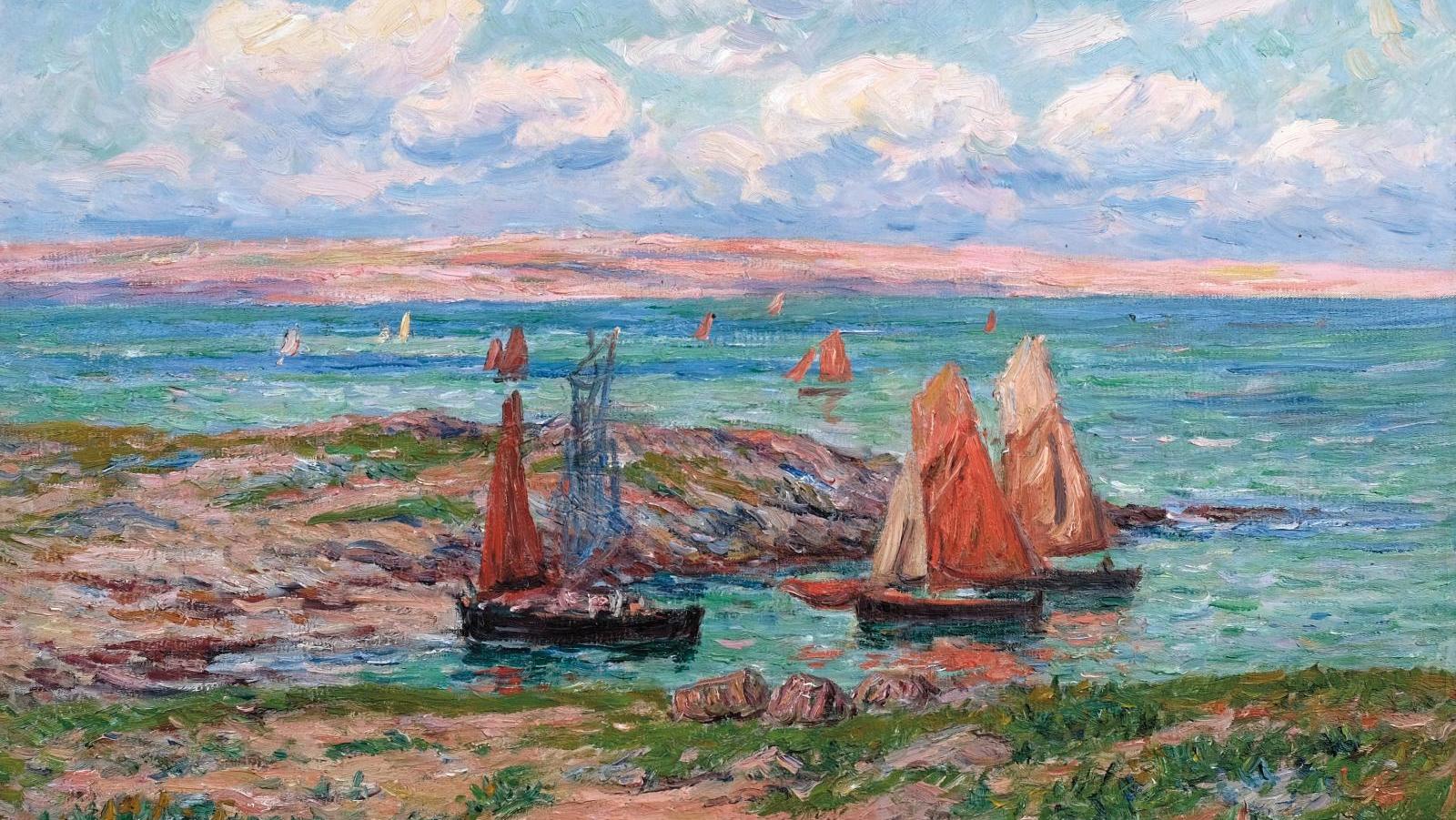 Henry Moret (1856-1913), Baie d'Audierne, Finistère, 1910, oil on canvas, 50 x 61... Fireworks for Henry Moret in Brest