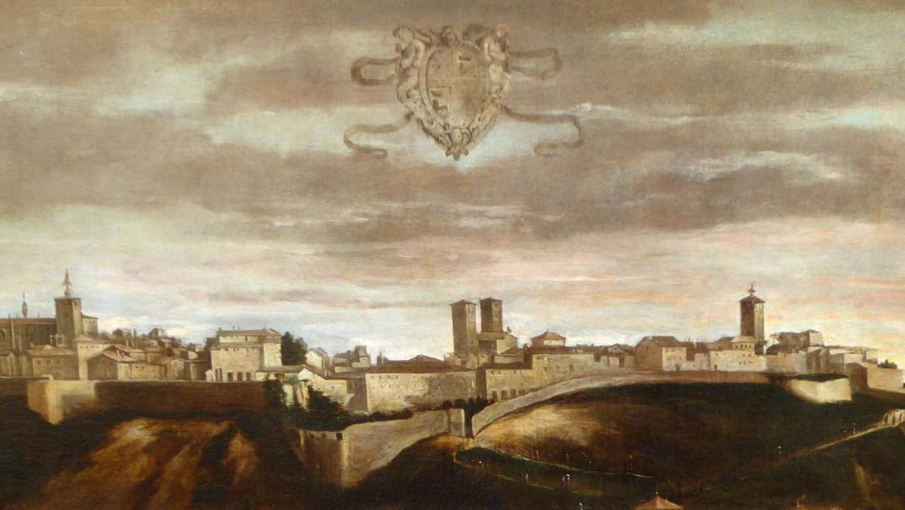 Juan Bautista Martínez del Mazo (vers 1612-1667), Vue de Pamplona, huile sur toile,... Pampelune par Juan Bautista Martínez del Mazo
