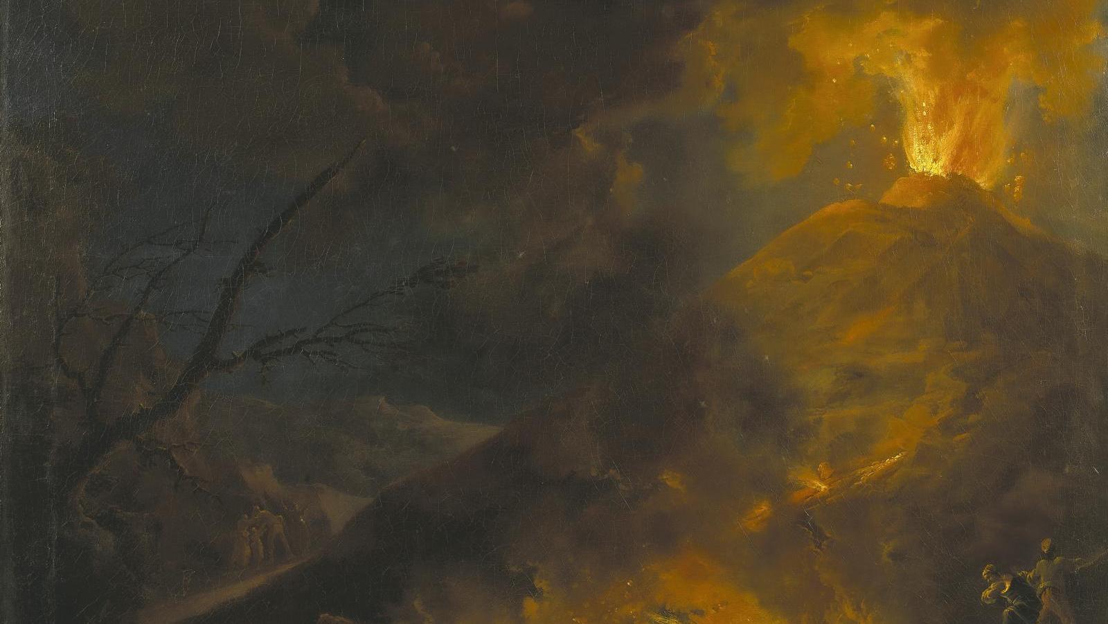 Attribué à Jacob More (1740-1793), Volcan en éruption, toile, 70 x 97,5 cm (restaurations... Une passion volcanique
