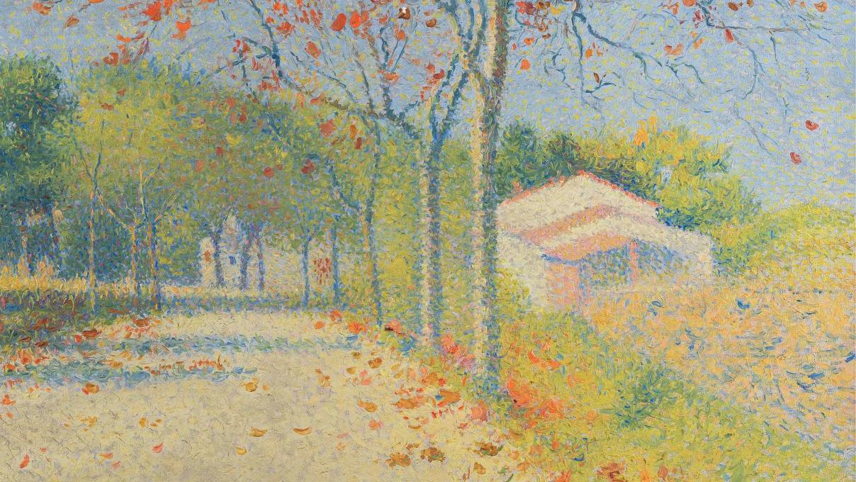 Achille Laugé (1861-1944), Automne, route aux environs de Cailhau, 1916, huile sur... Sur les chemins de l’automne