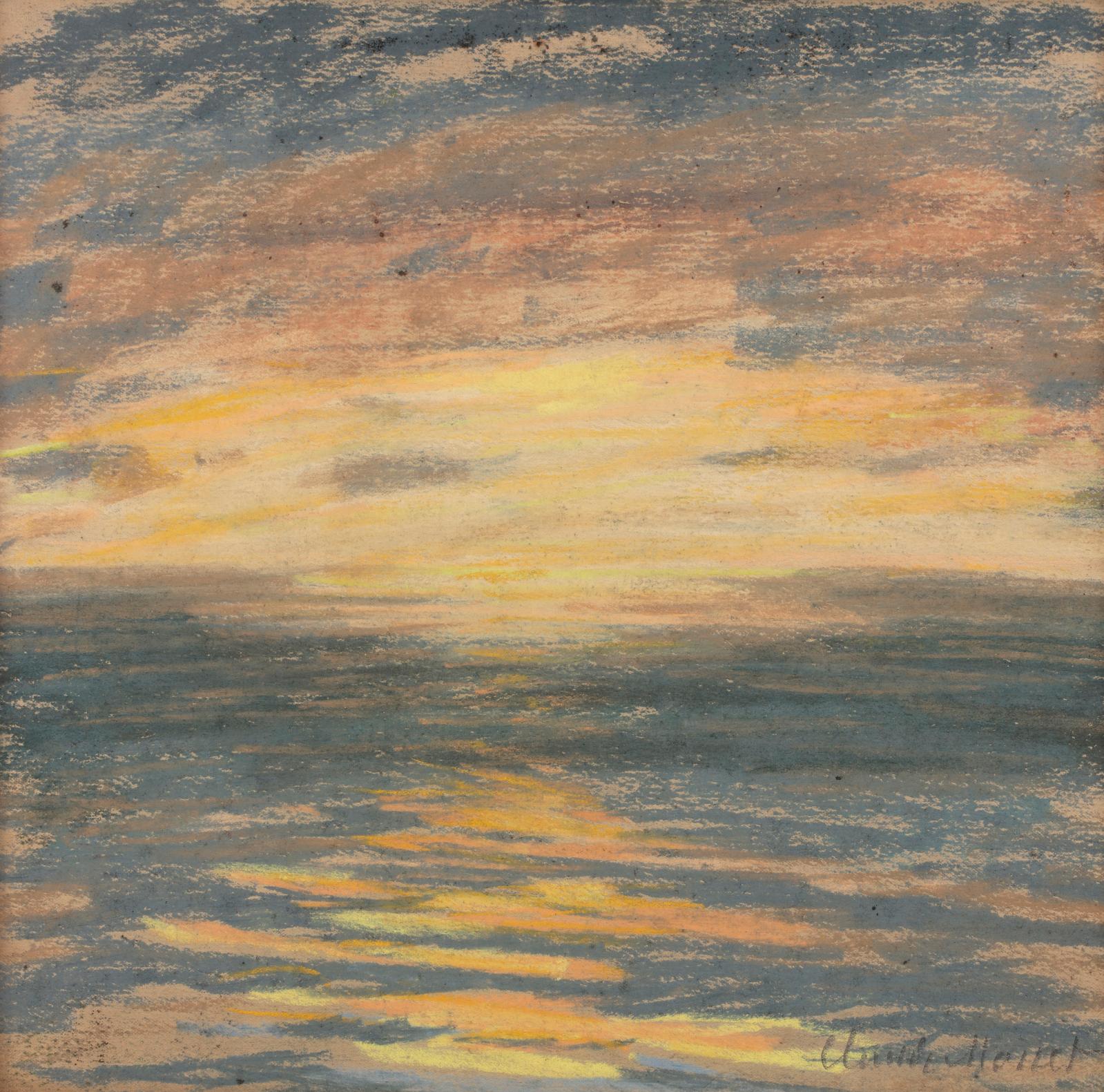 Claude Monet (1840-1926), Coucher de soleil sur la mer, pastel 25 x 25 cm. Adjugé : 1 118 000 €