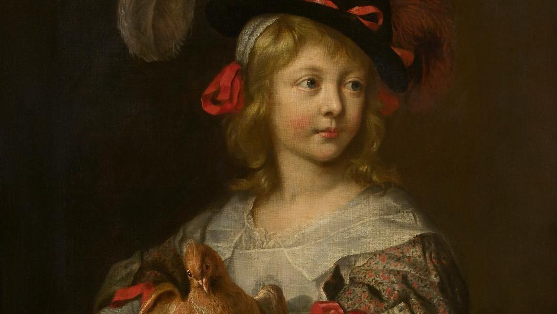 Adriaen Hanneman (1603-1671), Portrait d’un enfant tenant une poule (Portrait of... Hanneman, Elegant Portraitist of the Golden Age