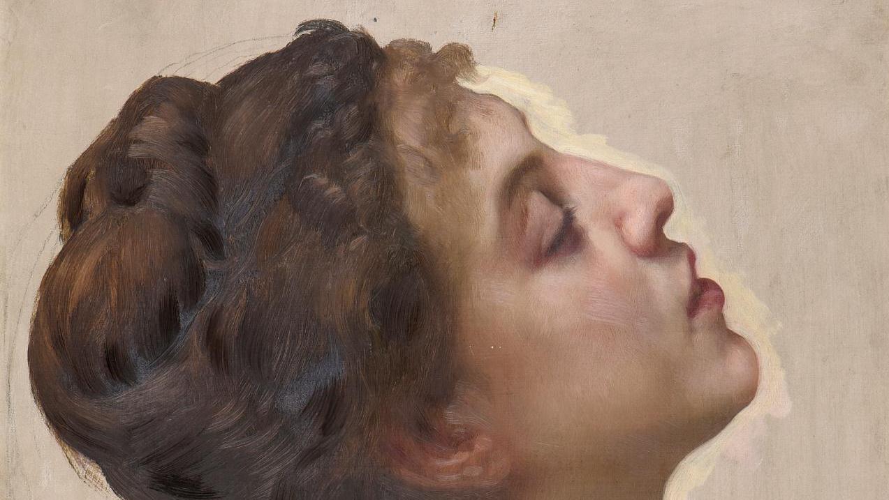 William Adolphe Bouguereau (1825-1905), Portrait de femme la tête renversée, huile... Willliam Bouguereau en version privée