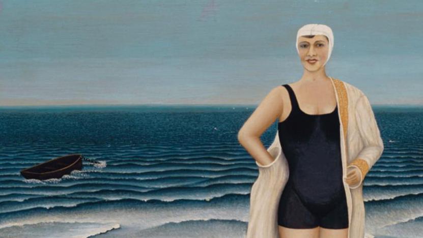 Dominique Peyronnet, Après le bain, 1931, huile sur toile, 50 x 61 cm, Musée Maillol : du Douanier Rousseau à Séraphine, les grands maîtres naïfs