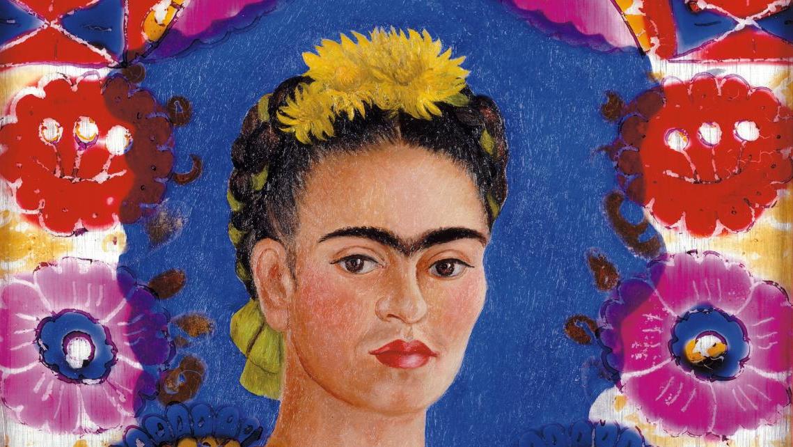 Frida Kahlo (1907-1954), copie du fixé sous verre original de The Frame, 1938, 28... Palais des beaux-arts de Lille : Entre mythes et clichés,  l’image de l’artiste mise à nu