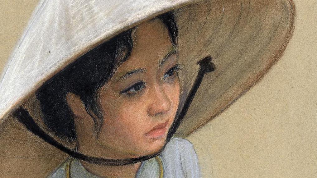 Mai-Thu (1908-1980), La Jeune Fille de Hué, mine de plomb et pastels secs sur papier... Le monde de Mai-Thu
