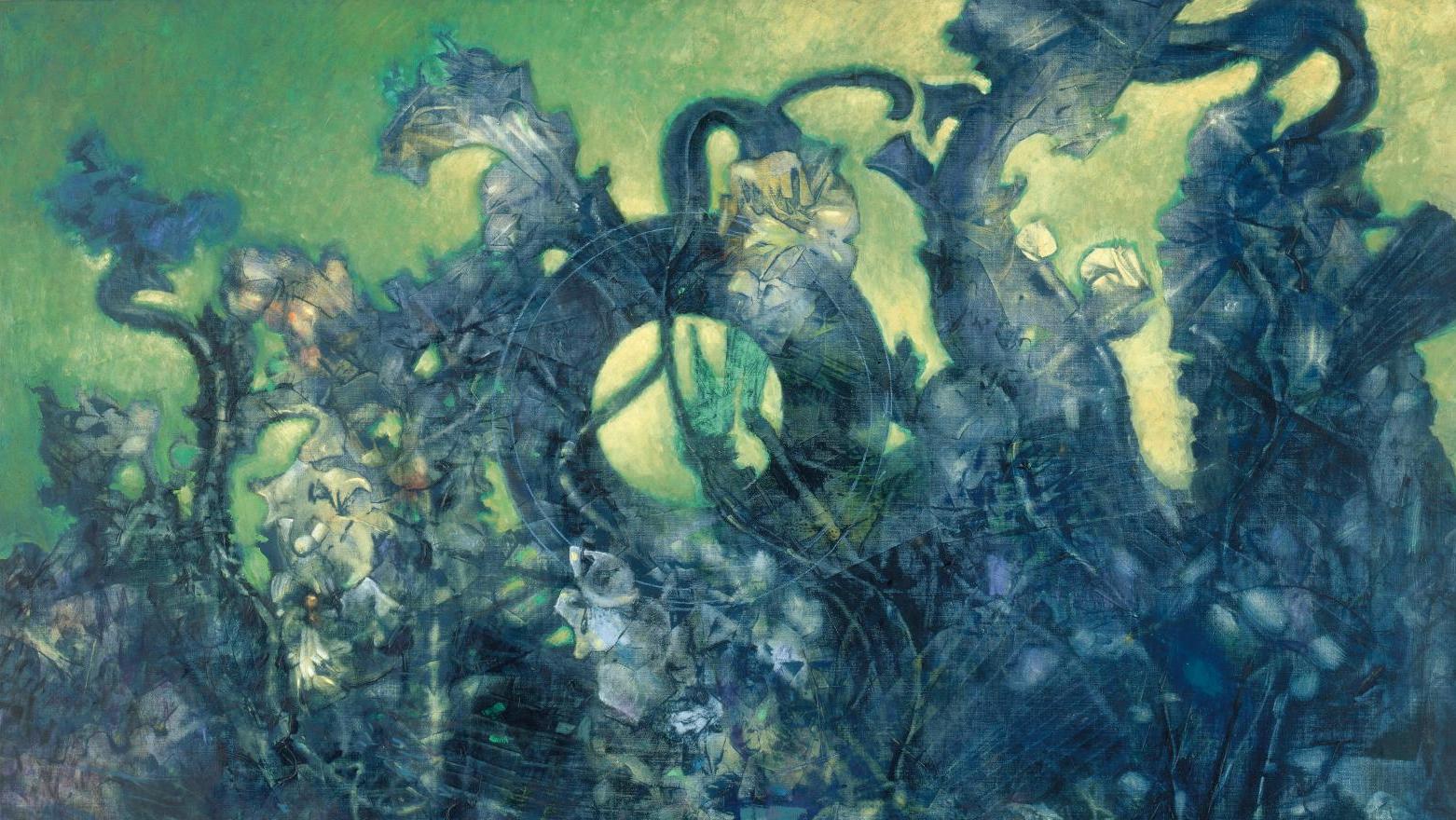 Max Ernst, La Dernière Forêt, 1960-1970, huile sur toile, 114 x 145,5 cm (détail),... Le Rêveur de la forêt au musée Zadkine