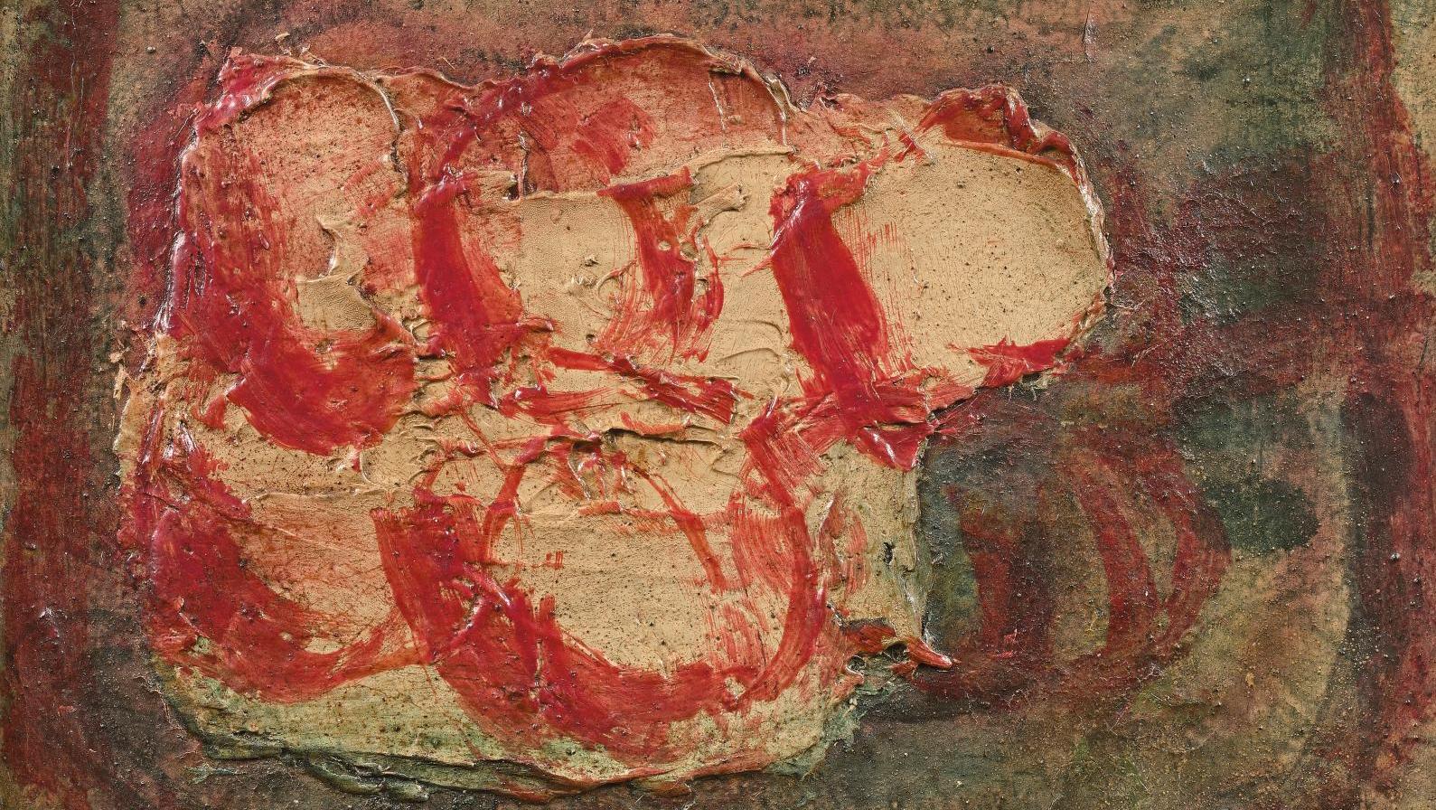 Jean Fautrier (1898-1964), Sans titre (les pommes), 1944, technique mixte sur papier... Des pommes de chair et de sang