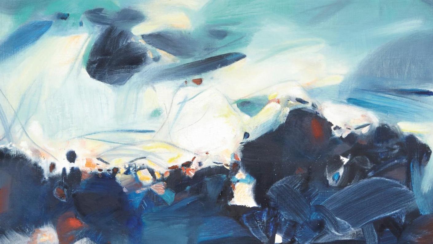 Chu Teh-chun (1920-2014), Composition, 1990, huile sur toile, signée en caractères... Hommage  à l’abstraction