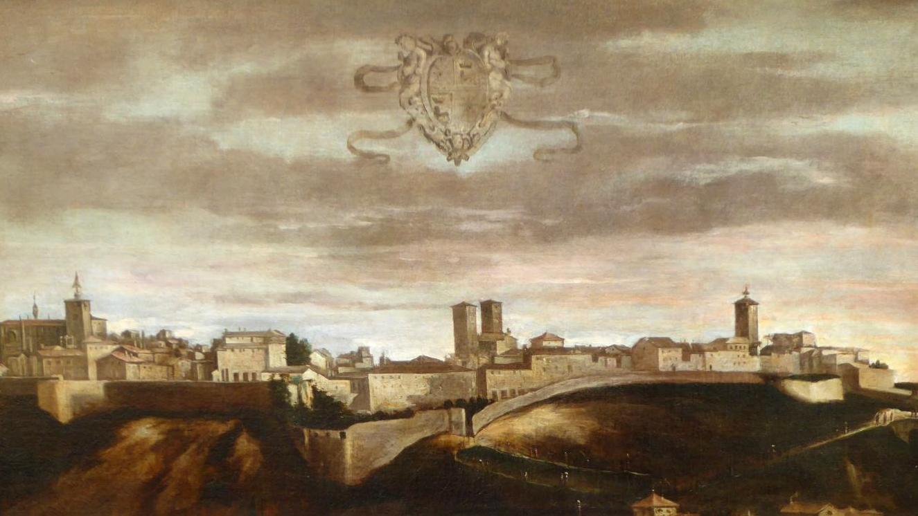 Juan Bautista Martínez del Mazo (vers 1612-1667), Vue de Pamplona, huile sur toile,... C’est beau, une ville en panorama
