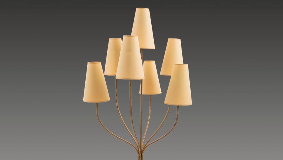 Jean Royère (1902-1981), lampadaire Persane, vers 1950, métal patiné et doré, h.... De la peinture souabe au design d’après-guerre