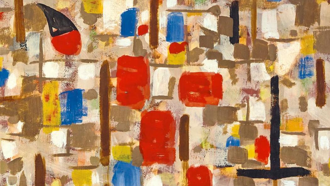 Roger Bissière (1886-1964), Nuit d’Argonne, 1955, huile sur toile à matelas, 98 x 130 cm.... Le goût de l’abstraction