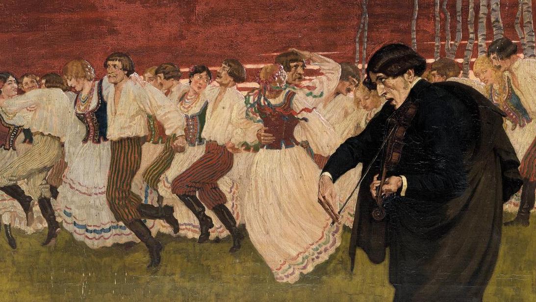Edward Okun (1872-1945), Mazurka de Chopin, 1911, huile sur toile, 50 x 103 cm. Adjugé :... L’âme de la Pologne