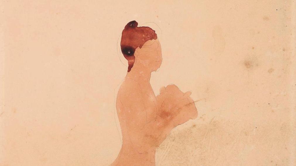 Auguste Rodin (1840-1917), Femme nue debout, de profil vers la droite, les avant-bras... Un modèle féminin de Rodin fêté à Besançon