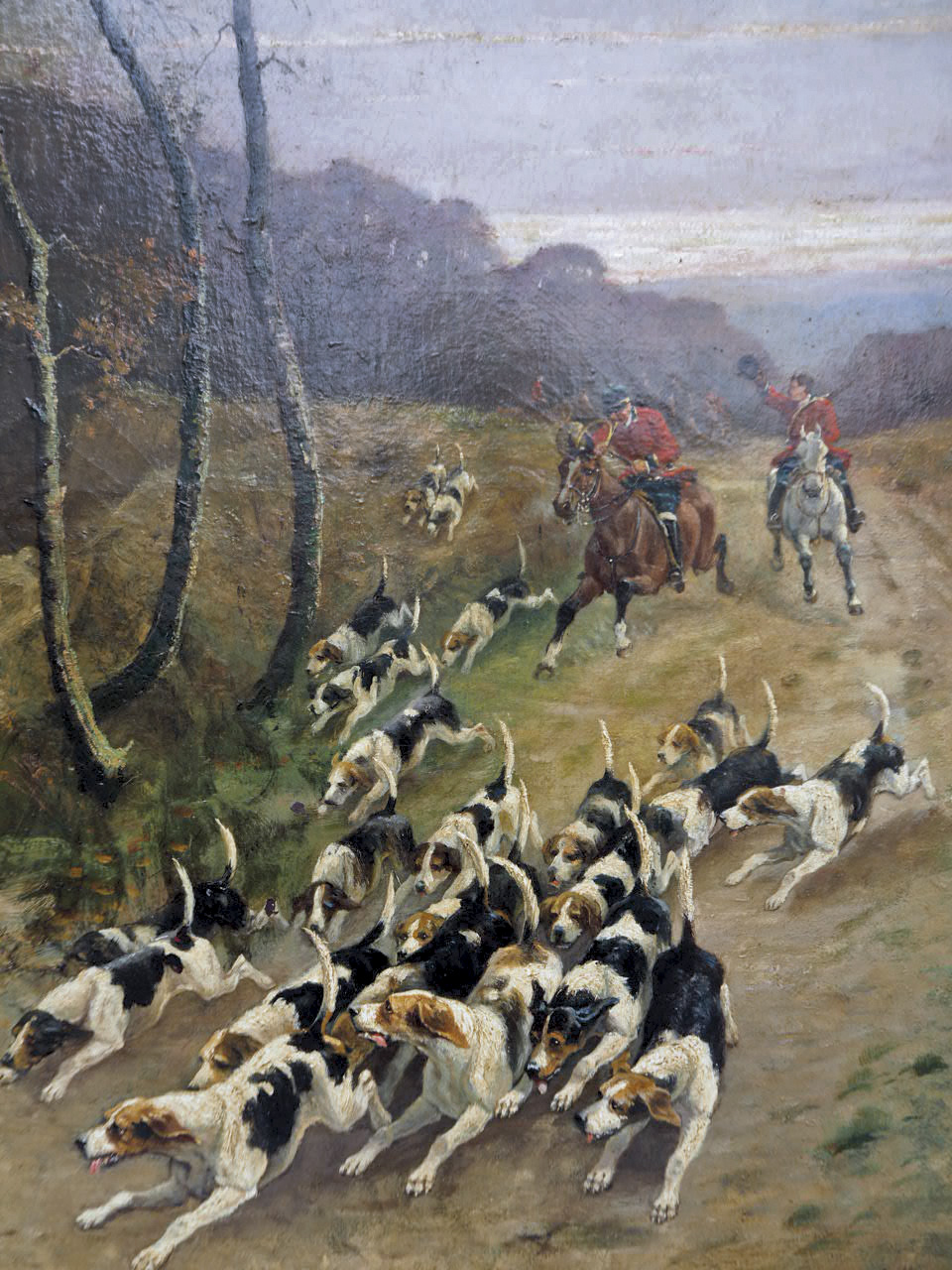Chasse - forêt de Dreux équipage du Vicomte de Chezelles le cerf bat l'eau