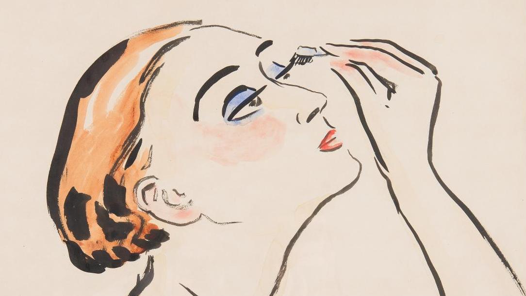 Kees Van Dongen (1877-1968), Le Rimmel, aquarelle et encre de Chine annotée «le rimmel... Un joli trait de brosse 