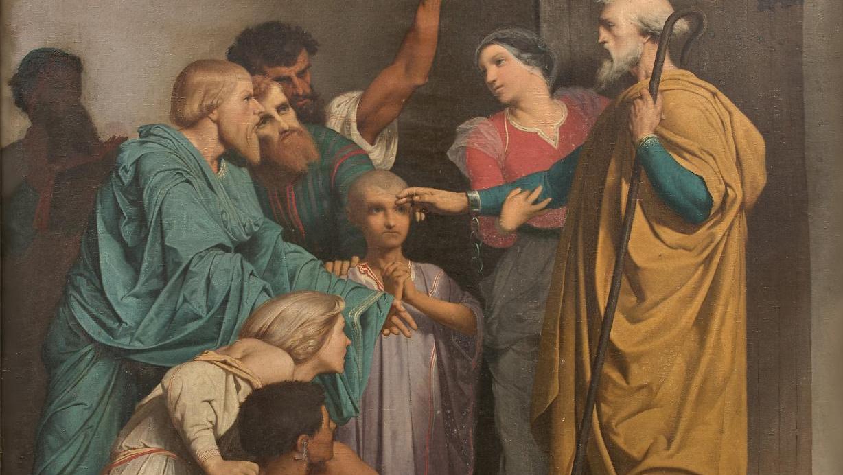 Gustave Boulanger (1824-1888), Saint Pierre introduit dans la maison de Marie, mère... A Competition Painting