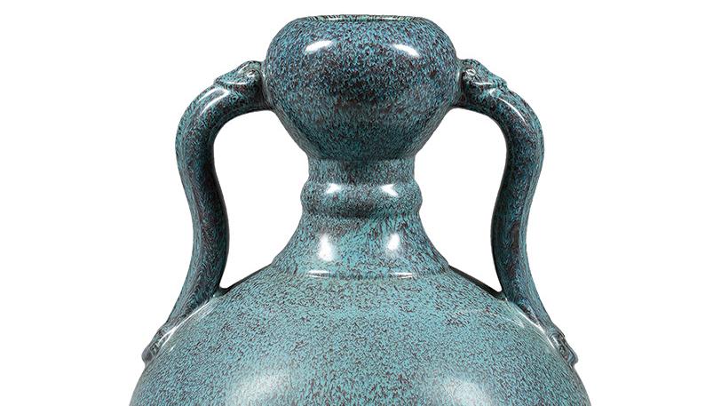 China, Yongzheng period (1723-1735), vase in the shape of a "ruyi er ping" in "robin’s... Robin's Egg: The Colour of Success 
