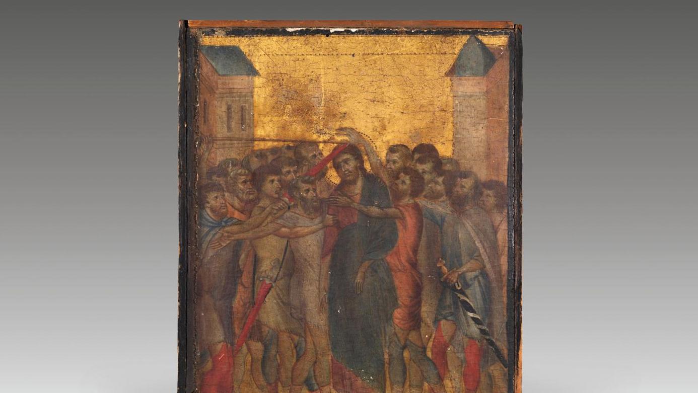 Cenni di Pepo, dit Cimabue (connu de 1272 à 1302), Le Christ moqué, peinture à l’œuf... Enchère magistrale pour Cimabue à Senlis