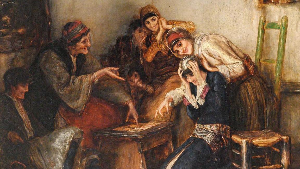 Nikolaos Gysis (1842-1901), La Diseuse de bonne aventure, 1886, huile sur panneau,... Intermède grec, entre Provence et Orient