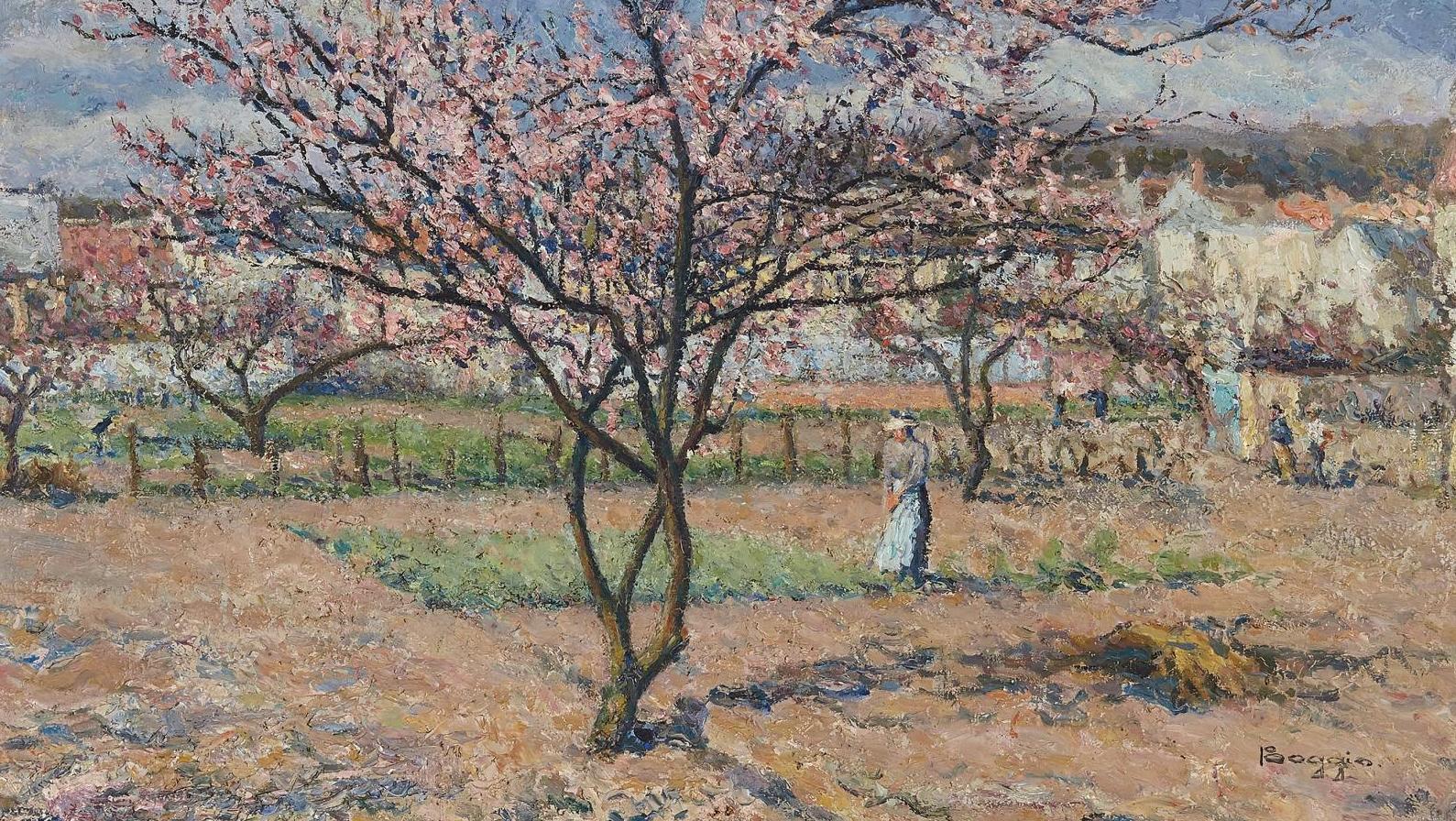 Emilio Boggio (1857-1920), Le Pêcher en fleurs, huile sur toile, 1920, 60 x 81 cm.... D’Emilio Boggio à Louis Floutier, en passant par la Russie