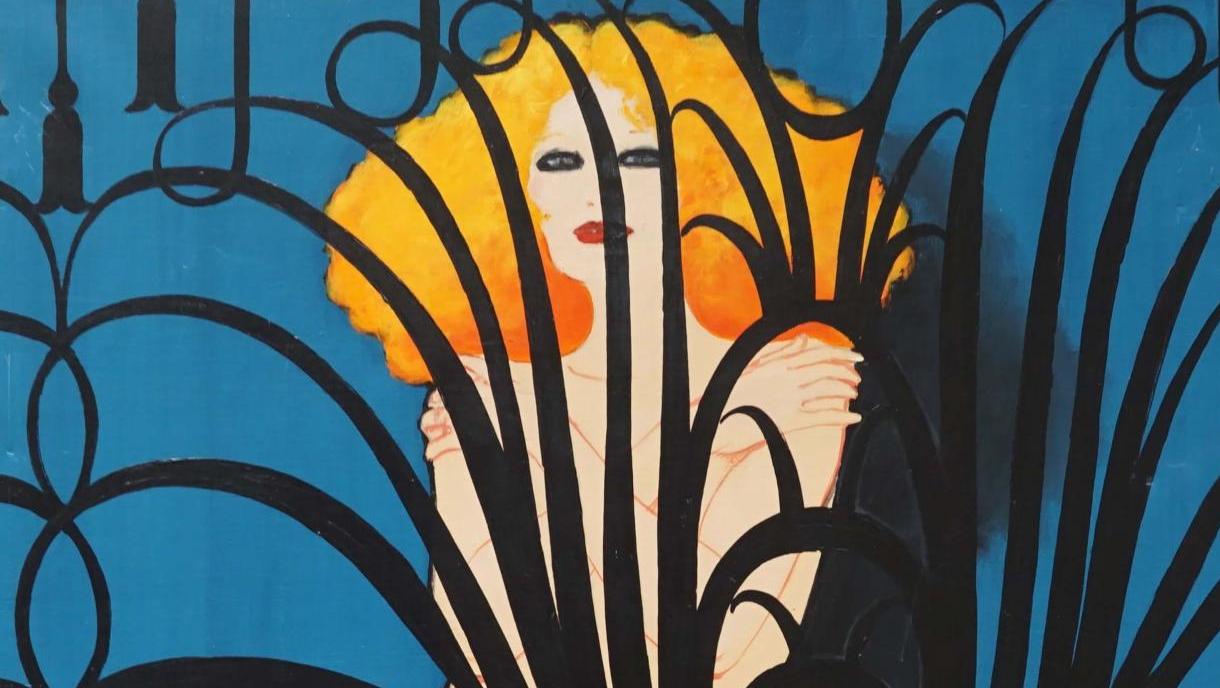 René Gruau (1909-2004), Femme à la chevelure rousse, huile sur toile, 100 x 81 cm.... Les belles et leur illustrateur