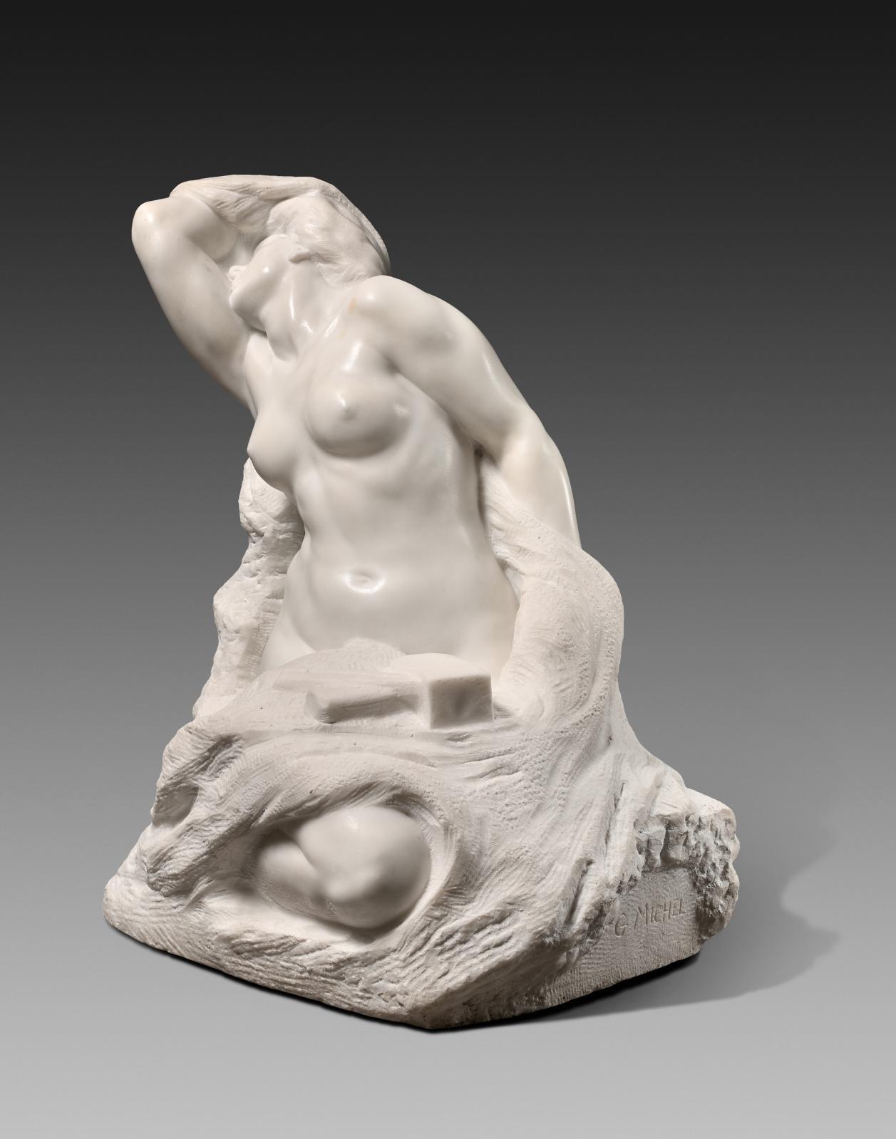 Gustave-Frédéric Michel (1851-1924), La Forme se dégageant de la Matière, marbre, 58 x 47 x 35 cm. 